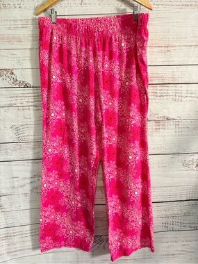 Cacique Pajama Pants Hot Pink White Snowflakes women’s 18/20